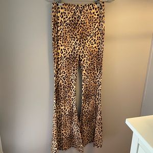Leopard bell bottom pants - size medium